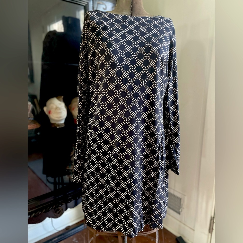 Boden Dress: black with white dots